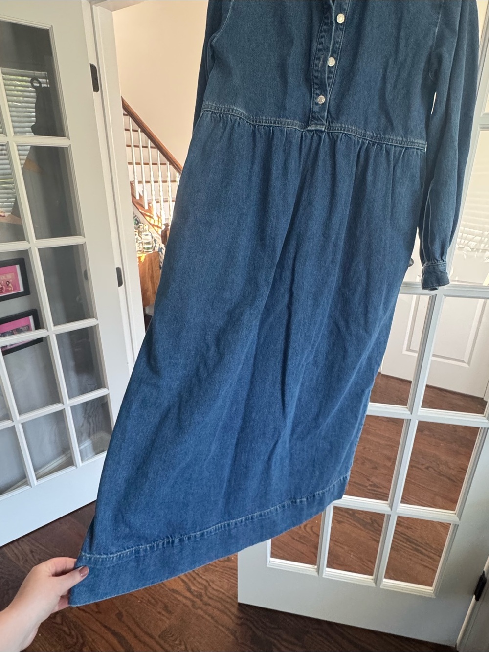 Anthropologie Seen Worn Kept Long-Sleeve Denim Midi Dress - Picture 6 of 9